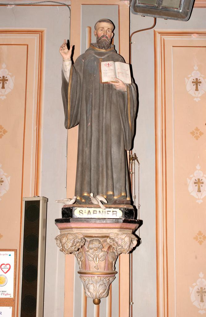 statue (petite nature) et sa console : Saint Arnier