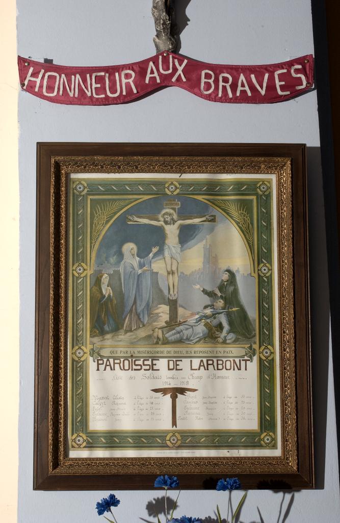 tableau commémoratif des morts de la guerre de 1914-1918 (estampe) et cadre