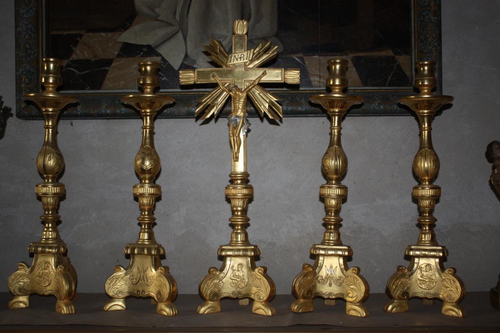 autel secondaire de saint Lizier, retable, tabernacle, statue : saint Lizier, 6 chandeliers