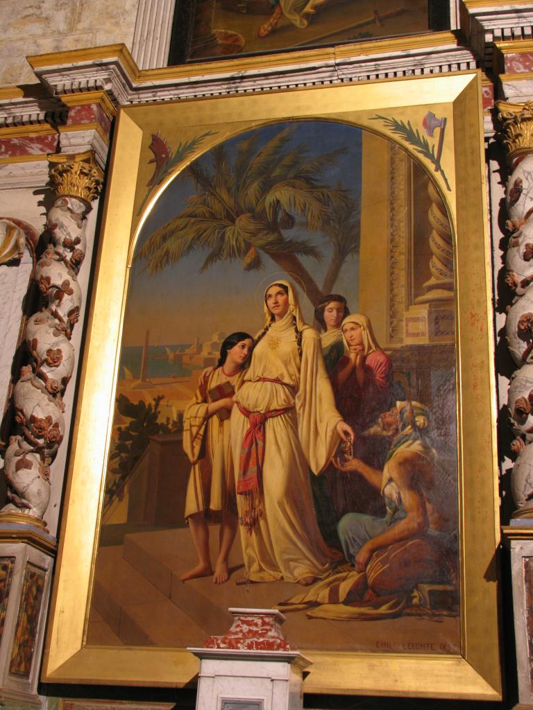 tableau : Sainte Catherine d'Alexandrie faisant l'aumône