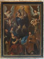 tableau: Vierge à l'Enfant entourée de saints