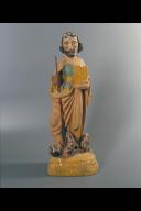 groupe sculpté (statuette) : Saint terrassant un démon ou saint Barthelémy