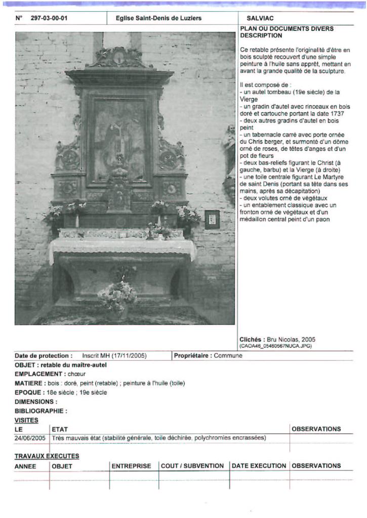 ensemble du maître-autel : autel tombeau, tabernacle, retable et tableau : Saint Denis