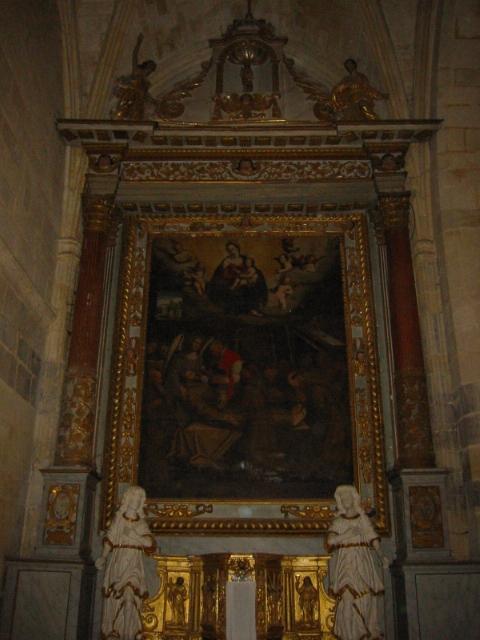 retable et tableau de la Dernière communion de saint François d'Assise en présence de la Vierge à l'Enfant