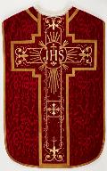 chasuble rouge avec étole, manipule et voile de calice