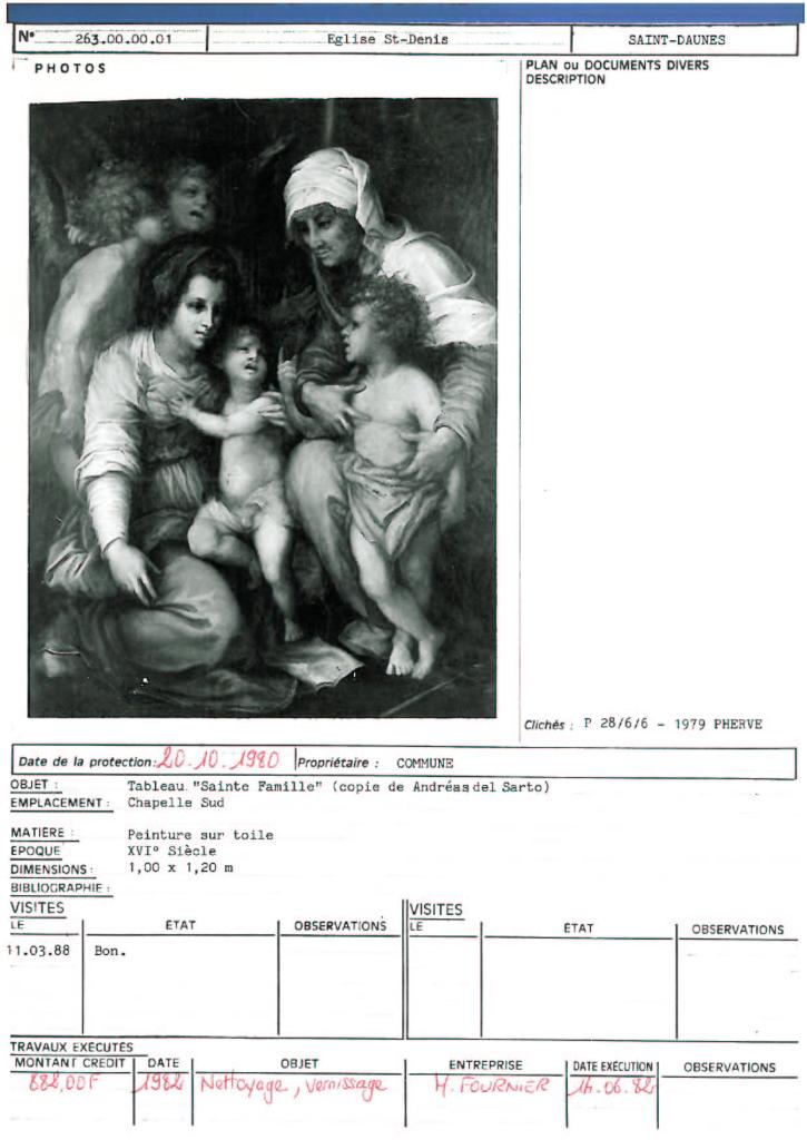 tableau et son cadre : Sainte Famille aux anges