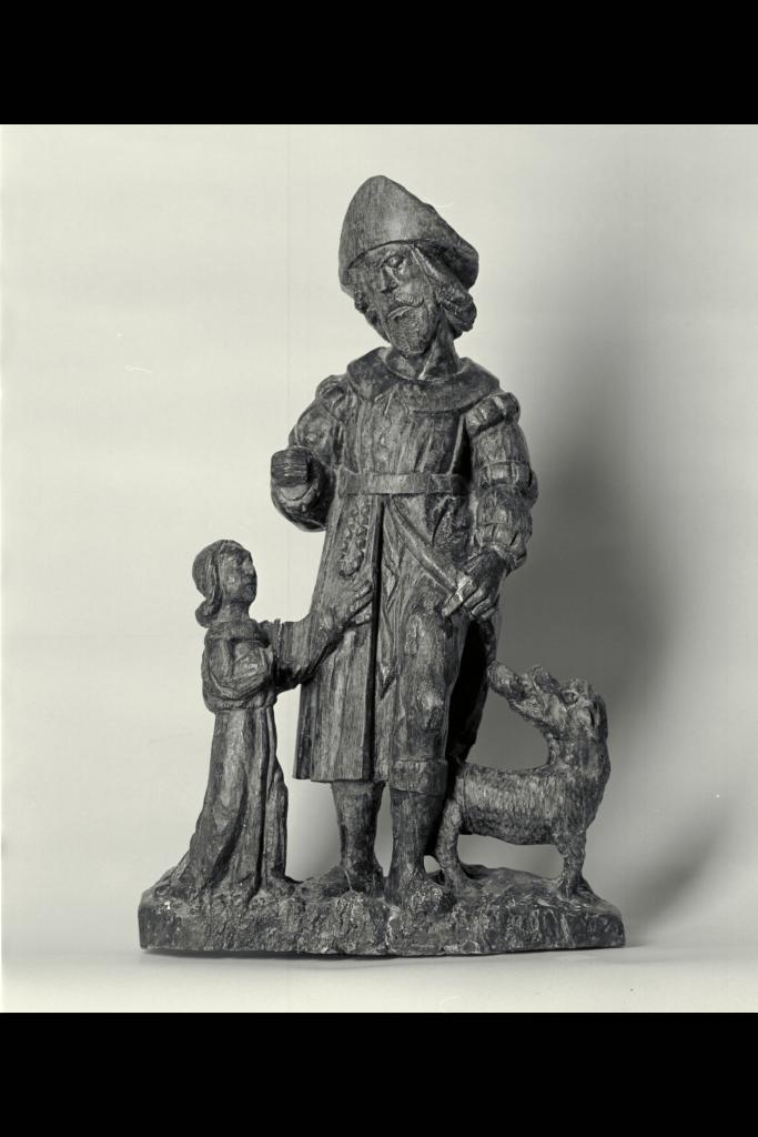 groupe sculpté (statuette) : Saint Roch, le chien et l'ange