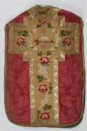 Chasuble rouge avec étole et bourse de corporal