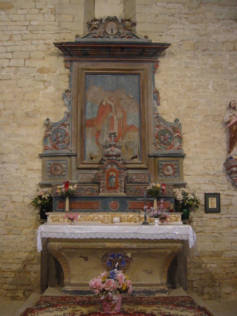 ensemble du maître-autel : autel tombeau, tabernacle, retable et tableau : Saint Denis