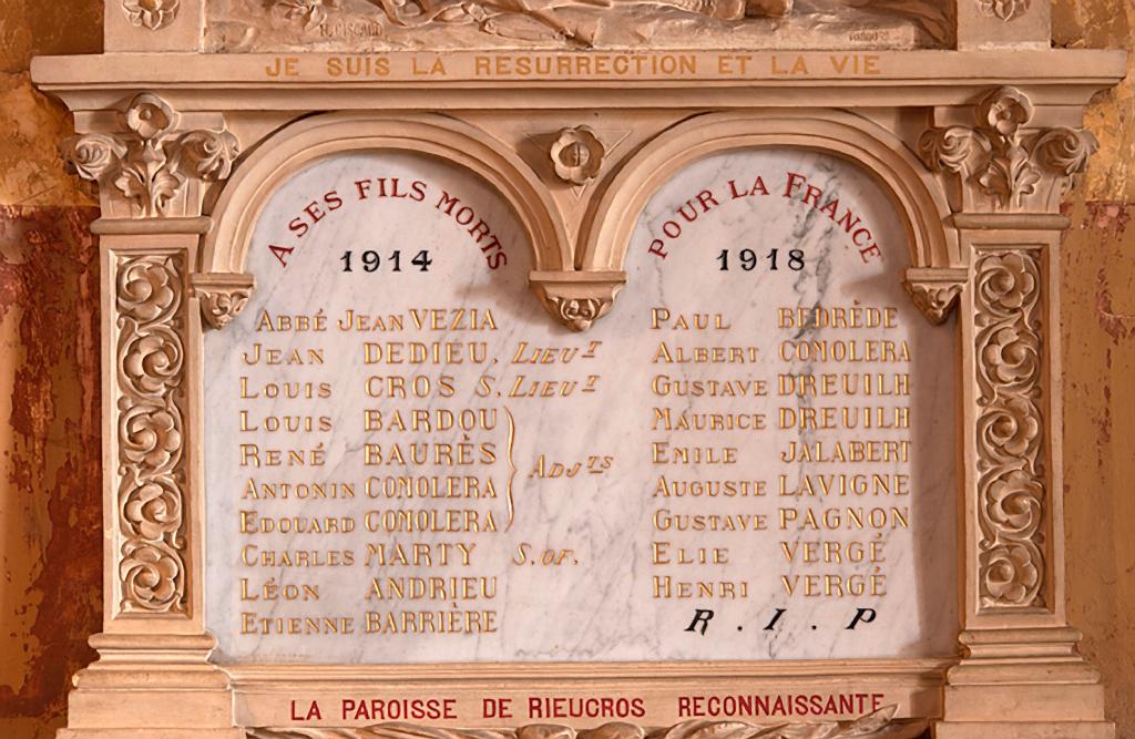 tableau commémoratif de la guerre de 1914-1918