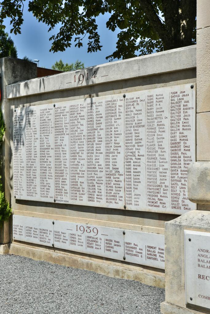 monument aux morts de la guerre de 1914-1918 et de la guerre de 1939-1945, de la guerre d'Indochine et de la guerre d'Algérie