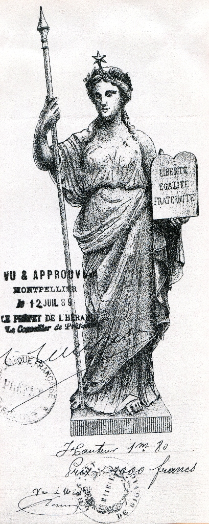 monument (monument commémoratif), de la République ou Marianne à la Constitution. Œuvre détruite