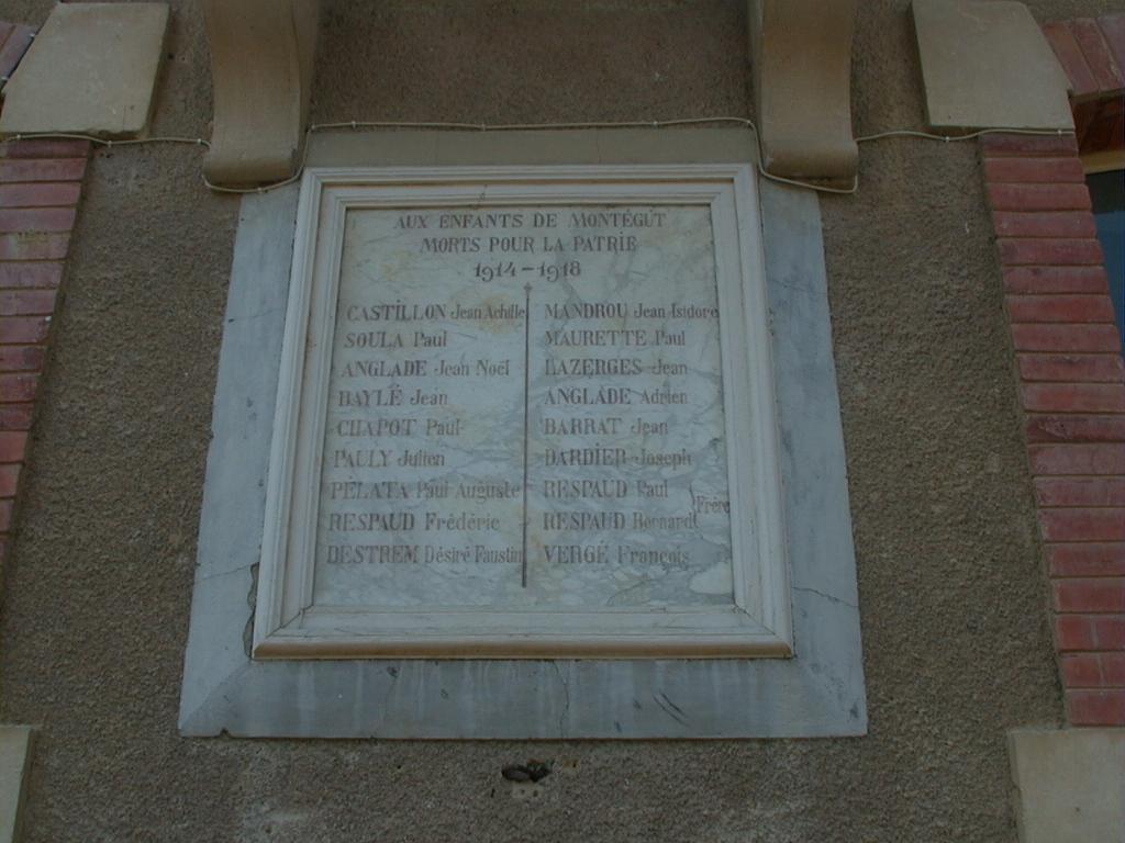 plaque commémorative de la guerre de 1914-1918