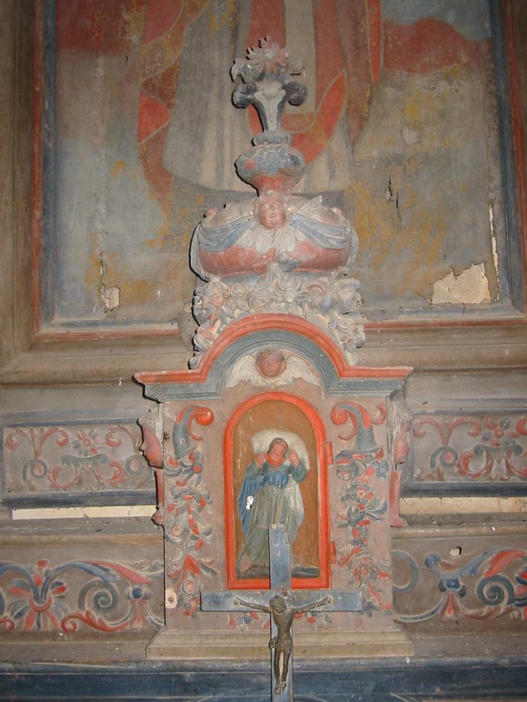ensemble du maître-autel : autel tombeau, tabernacle, retable et tableau : Saint Denis