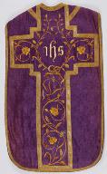 Chasuble violette avec étole, voile de calice et bourse de corporal