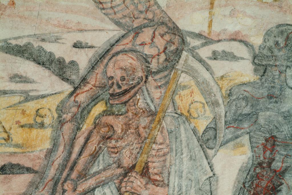 peinture monumentale de la rencontre des trois morts et des trois vifs