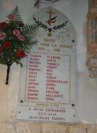 tableau commémoratif des morts de la guerre de 1914-1918