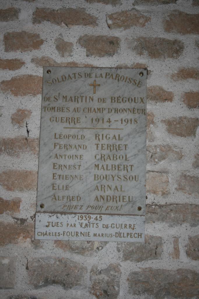 liste supplémentaire du mobilier de l'église Saint-Martin