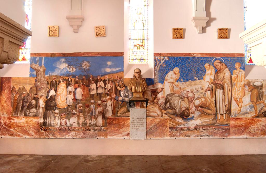 peinture monumentale du bas-côté nord : Pèlerinage à la source de saint Anastase et Saint Anastase faisant jaillir une source miraculeuse à Saint-Martin-d'Oydes