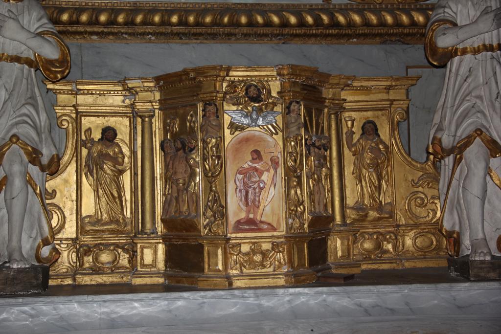 retable et tableau de la Dernière communion de saint François d'Assise en présence de la Vierge à l'Enfant