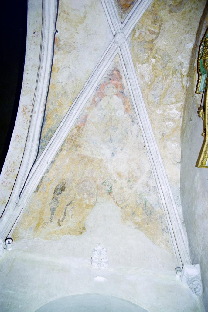 peinture monumentale de la rencontre des trois morts et des trois vifs