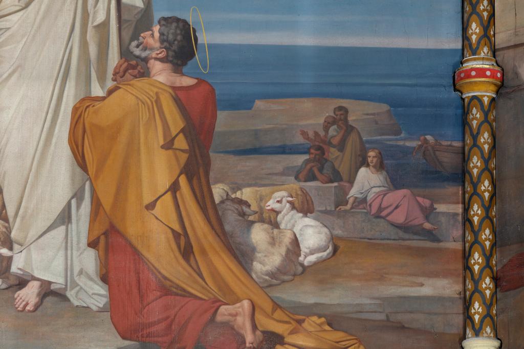 ensemble de cinq tableaux : vie de saint Pierre