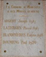 plaque commémorative des morts de la guerre de 1914-1918
