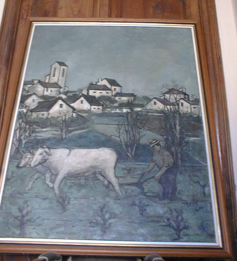 tableau et son cadre : Paysage d'Automne avec un laboureur dit Paysage