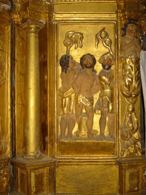 retable et tableau de la Dernière communion de saint François d'Assise en présence de la Vierge à l'Enfant