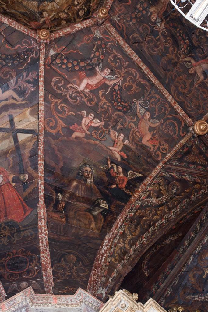 plafond de style baroque : les évangélistes, saint François-de-Sales, sainte Hélène, Constantin