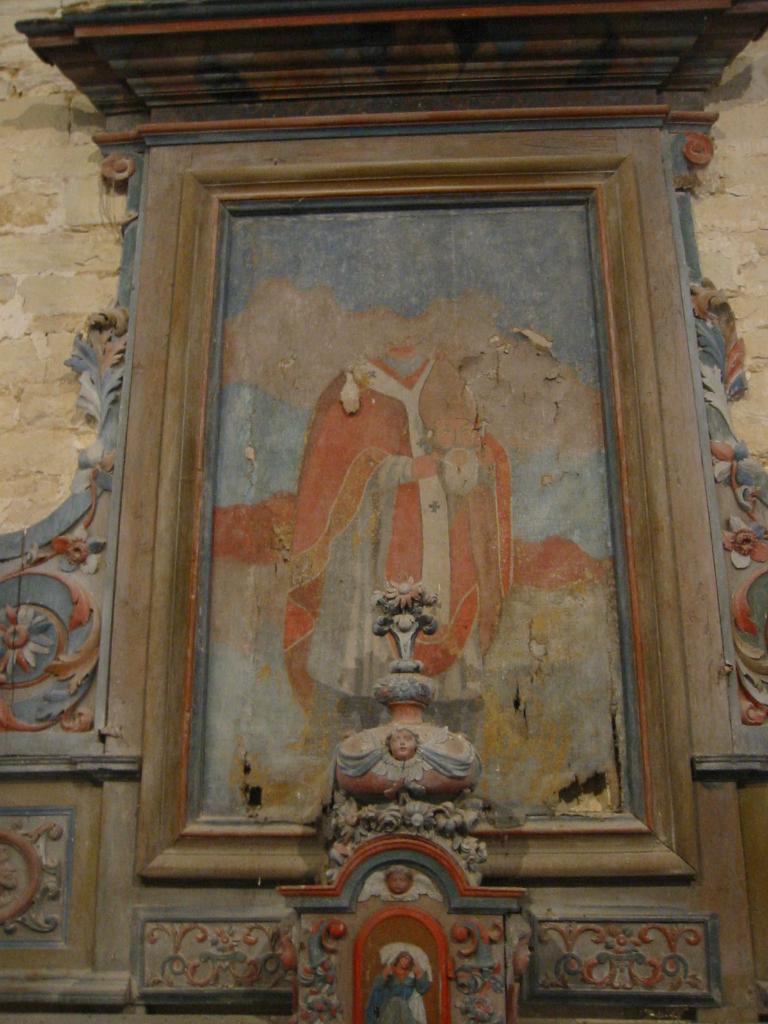 ensemble du maître-autel : autel tombeau, tabernacle, retable et tableau : Saint Denis