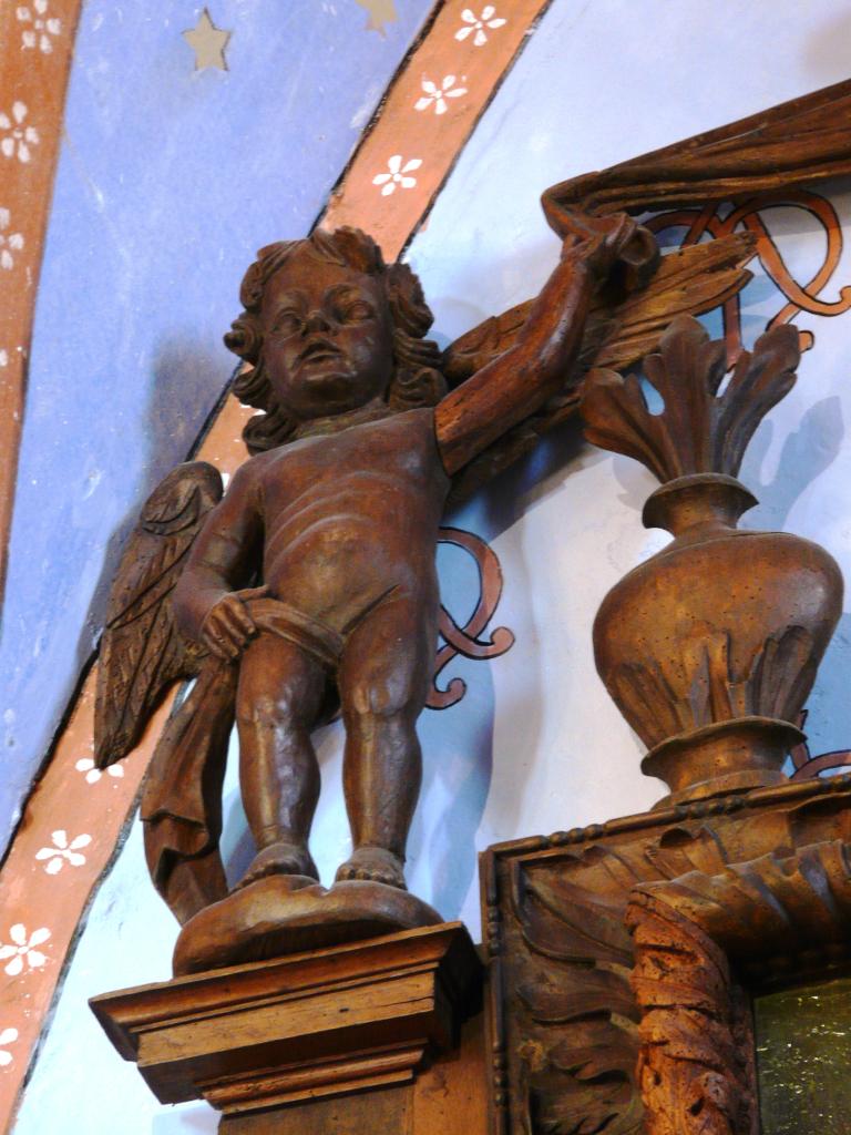 ensemble de l'autel secondaire dédié à l'Assomption de la Vierge : autel tombeau, gradin d'autel, retable, tableau : Assomption de la Vierge