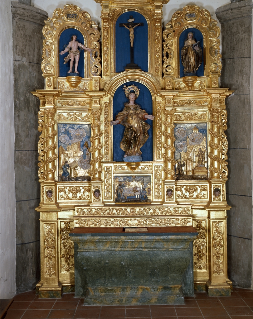 retable de la Vierge, gradins d'autel, statues