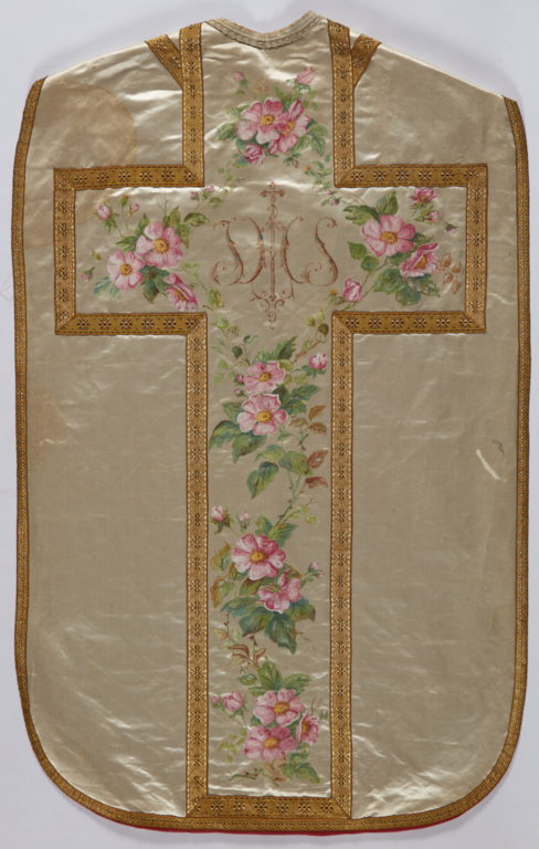 Chasuble blanche avec étole et voile de calice