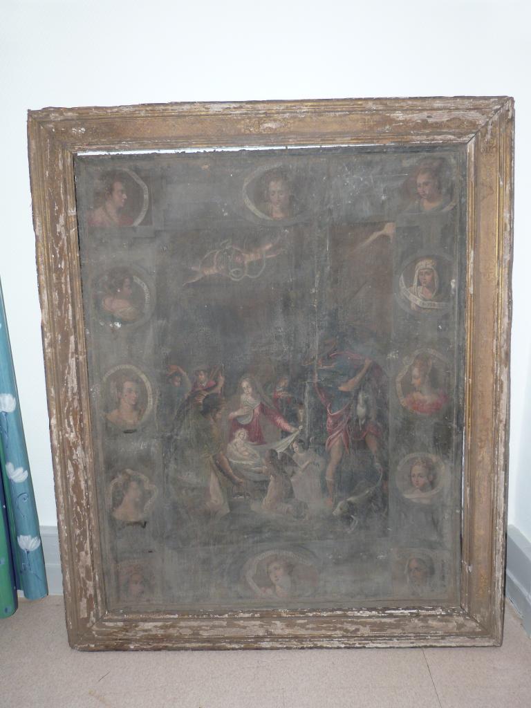 tableau et son cadre : Adoration des bergers