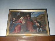 tableau et son cadre : L'Adoration des bergers avec une donatrice