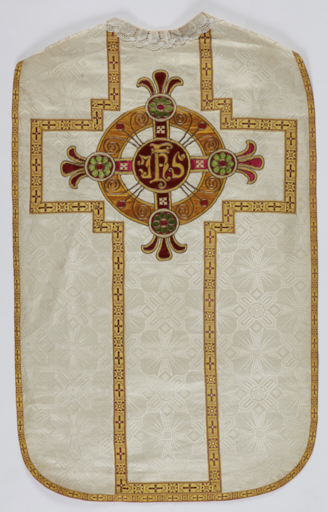 Chasuble blanche avec étole et bourse de corporal