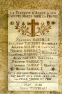monument aux morts (plaques commémoratives) de la guerre de 1914-1918 et de la guerre de 1939-1945