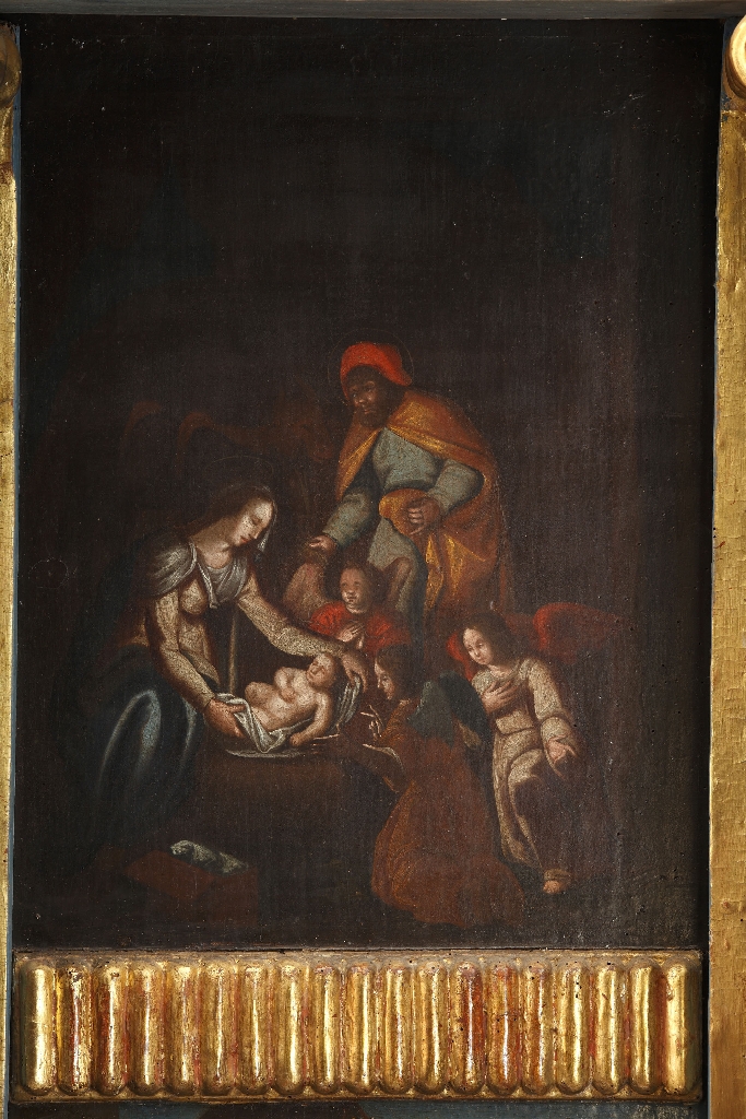 Tableau panneau de la Nativité retable du Rosaire