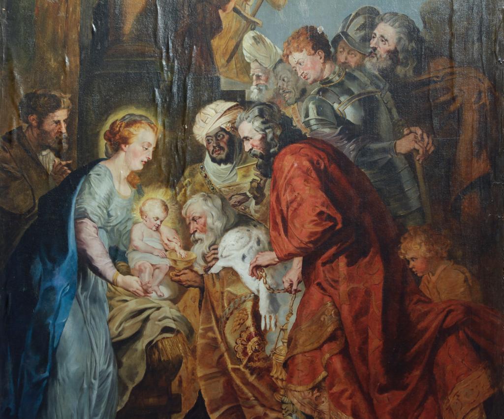 Tableau et son cadre : Adoration des mages