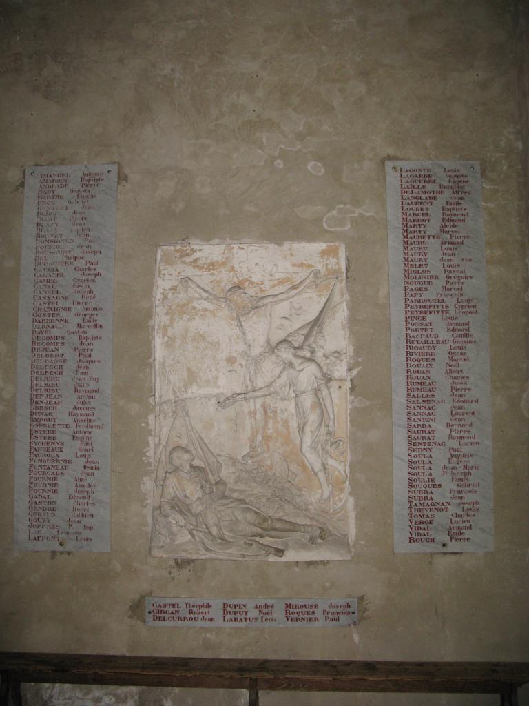 plaques commémoratives (3) et tableau commémoratif de la guerre de 1914-1918