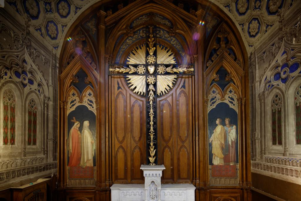 peinture monumentale : sainte Hélène, la Vierge Marie, saint Jean L'Evangéliste et saint Louis roi