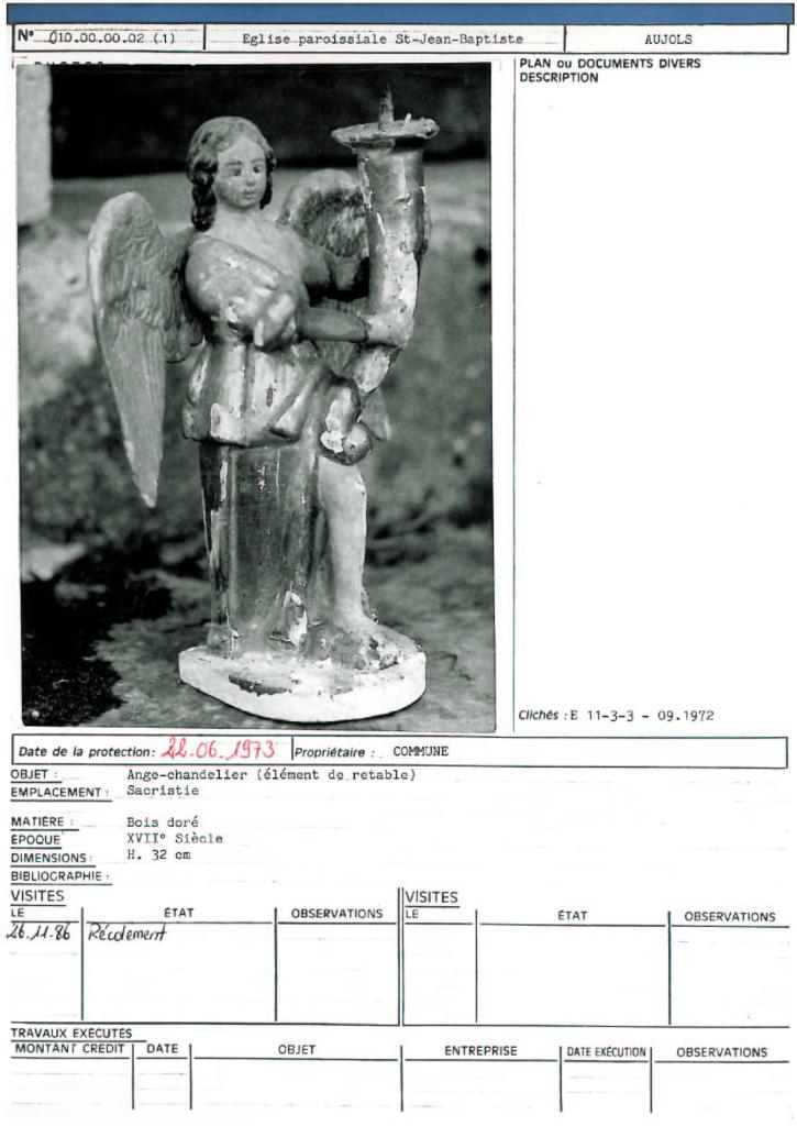 statuette d'ange céroféraire (chandelier d'autel) N°1
