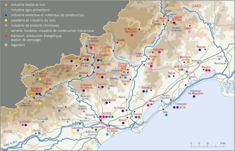 Présentation de l'aire d'étude du patrimoine industriel de l'Hérault